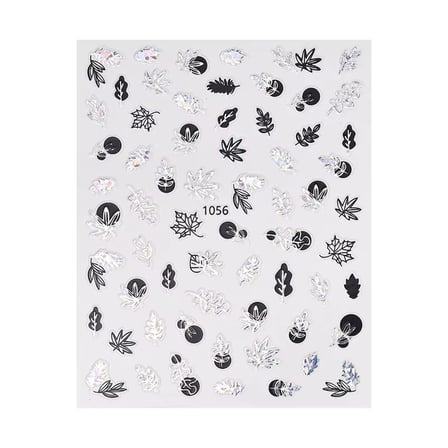 Gümüş Holografik Yaprak Dizayn Tırnak Sticker Tırnak Etiketi Nail Art JO-1056S