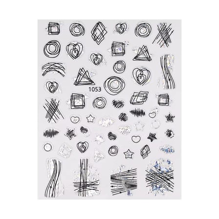 Gümüş Holografik Geometrik Çizim Tırnak Sticker Tırnak Etiketi Nail Art JO-1053S