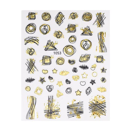 Gold Holografik Geometrik Çizim Tırnak Sticker Tırnak Etiketi Nail Art JO-1053g