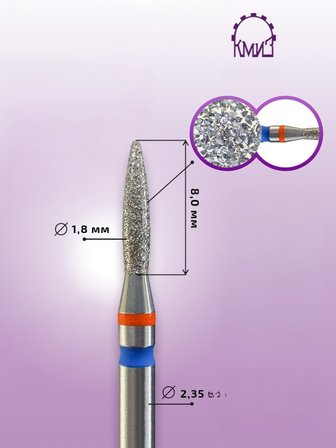 Kmiz Elmas Manikür Törpü Ucu Ateş Model Çift Şerit Twin Sivri Mavi 018 118561
