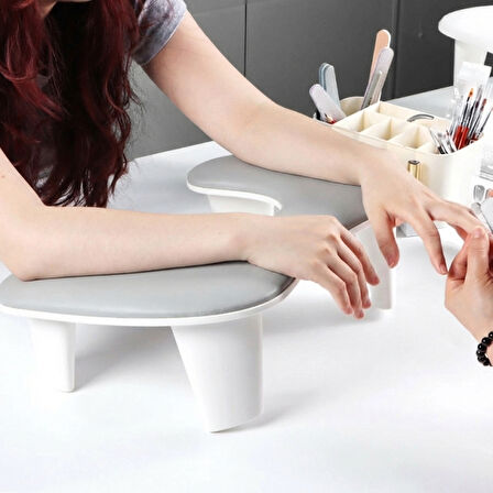 Oval U Tipi Ergonomik Manikür Sehpası Gri Manikür Kol Desteği U1G