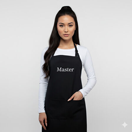 Siyah Cepli Önlük Manikür Usta Önlüğü One Size 