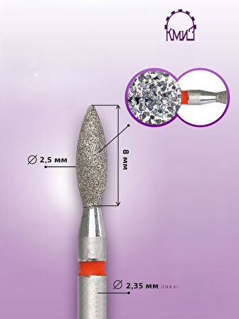 Kmiz Elmas Manikür Törpü Ucu Sivri Ateş Model Kırmızı 0.25 117969