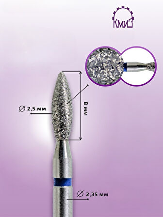 Kmiz Elmas Manikür Törpü Ucu Sivri Ateş Model Mavi 0.25 114077