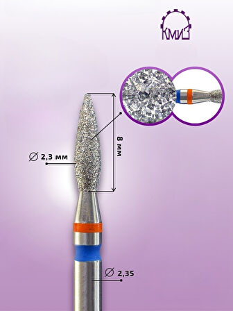 Kmiz Elmas Manikür Törpü Ucu Ateş Model Twin Sivri Mavi 023 118560