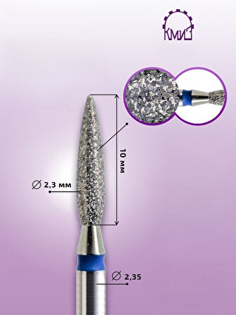 Kmiz Elmas Manikür Törpü Ucu Sivri Ateş Model Mavi 0.23 117967