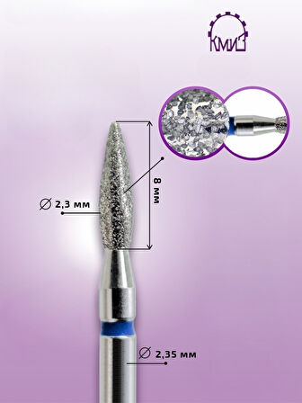 Kmiz Elmas Manikür Törpü Ucu Sivri Ateş Model Mavi 0.23 117962