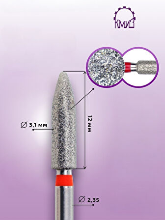 Kmiz Elmas Manikür Törpü Ucu Ateş Model Kurşun Uç Kırmızı 031 118212