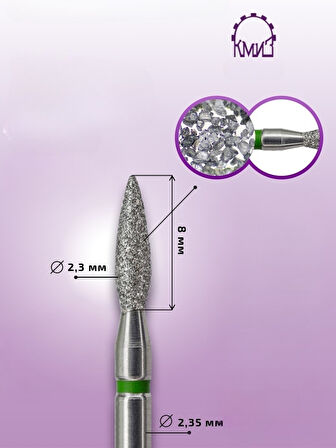 Kmiz Elmas Manikür Törpü Ucu Ateş Model Sivri Yeşil 0.23 118144