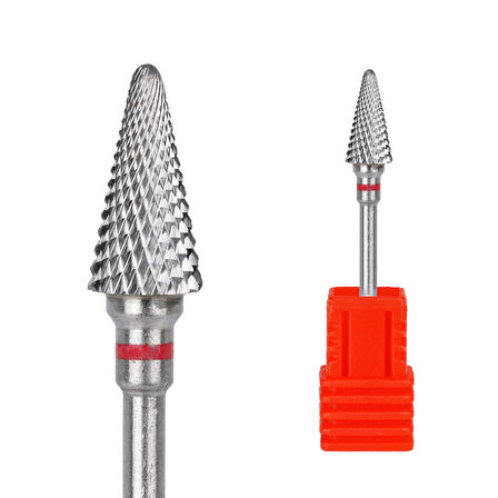 Manikür Çıkarma Çelik Törpü Ucu Mızrak Koni Kırmızı 003