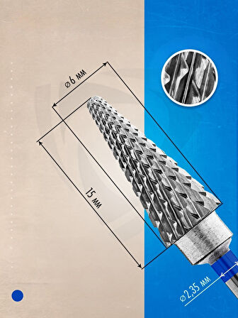 Kristall Çelik Manikür Törpü Ucu Mızrak Koni Mavi 31160