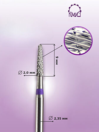 Kmiz Manikür Çıkarma Çelik Törpü Ucu Mor İnce Koni FKTR-020L9