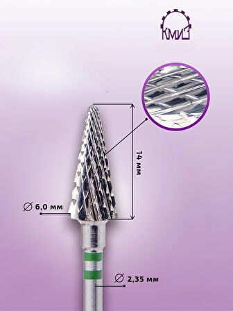 Kmiz Sol El Manikür Çıkarma Çelik Törpü Ucu Yeşil Koni FKDEL-060K