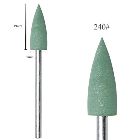 Silikon Tırnak Parlatma Törpü Ucu 240 Grit Sivri Yeşil