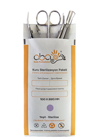 ABA Alet Sterilizasyon Zarfı İndikatörlü Sterilizasyon Kraft Paket 100x220mm (200 Adet)