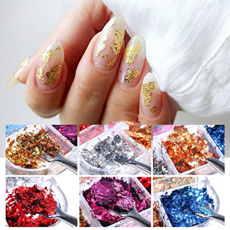 Tırnak Süsleme Kırık Folyo Parçaları 6'lı set Nail Art