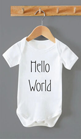 Organik %100 Pamuk Hello World Bebek Body Zıbın ZBN0156