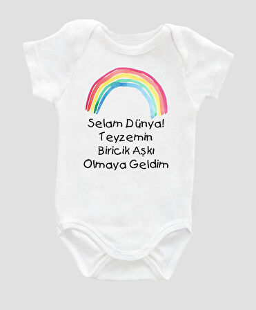 Organik %100 Pamuk Selam Dünya Teyzemin Aşkı  Baskılı Bebek Body Kısa Kollu Badi Zıbın ZBN027
