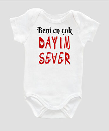 Organik %100 Pamuk Beni En Çok Dayım Sever Baskılı Bebek Body ZBN068