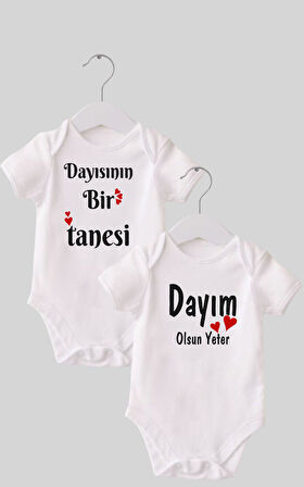 3 Dayı Set 2 'li Organik %100 Pamuk  Baskılı Bebek Body Zıbın ZBN210