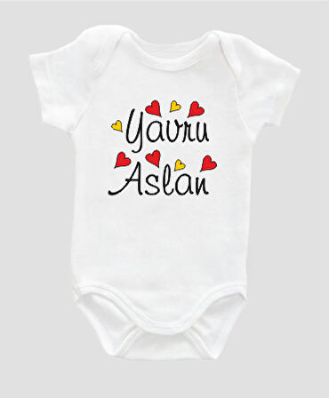 Organik %100 Pamuk Yavru Aslan G Baskılı Bebek Body Badi Çıtçıtlı Zıbın ZBN036