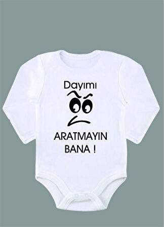 Uzun Kollu %100 Organik Pamuk Baskılı Bebek Body Çıtçıtlı Zıbın ZBN080