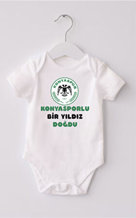 Organik %100 Pamuk Konyasporlu Yıldız Doğdu Bebek  Zıbın Body ZBN108