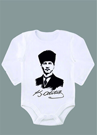 Uzun Kollu %100 Organik Pamuk Baskılı Bebek Body Çıtçıtlı Zıbın ZBN022