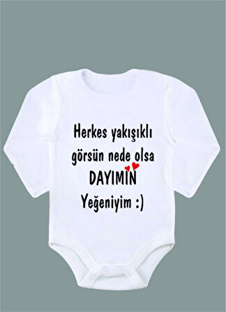 Uzun Kollu %100 Organik Pamuk Baskılı Bebek Body Çıtçıtlı Zıbın ZBN116