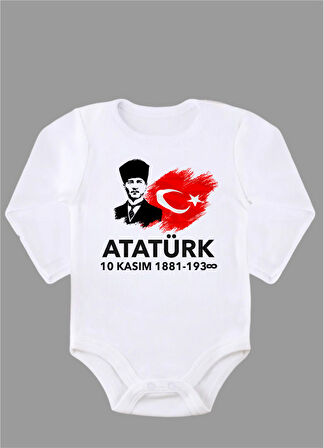 Uzun Kollu Atatürk 10 Kasım Baskılı Bebek Body ZBN266