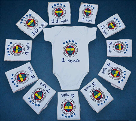 Organik %100 Pamuk Sarı Lacivert 12 Aylık Zıbın Seti Bebek Body ZBN128
