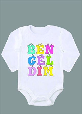 Uzun Kollu %100 Organik Pamuk Baskılı Bebek Body Çıtçıtlı Zıbın ZBN053