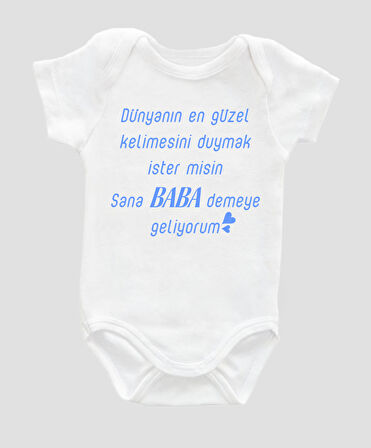 Organik %100 Pamuk Dünyanın En Güzel Baba Mavi Bebek Body ZBN081