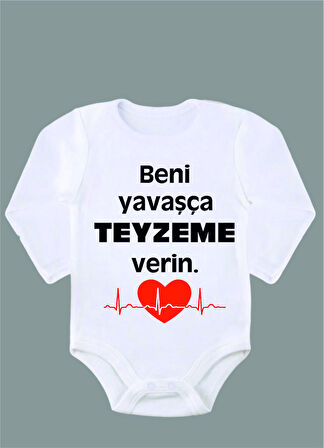 Uzun Kollu %100 Organik Pamuk Baskılı Bebek Body Çıtçıtlı Zıbın ZBN064