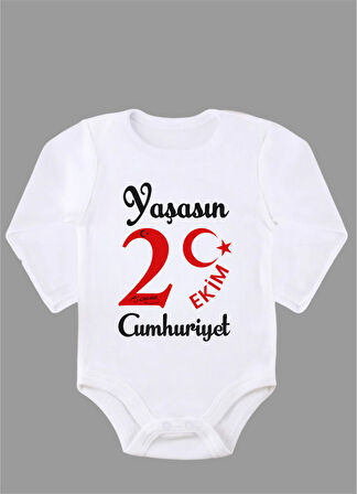 Uzun Kollu Yaşasın 29 Ekim Cumhuriyet Baskılı Uzun Kollu Bebek Body ZBN206
