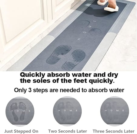 Banyo Paspası Halısı, Süper Emici Zemin Paspası Hızlı Kuruyan İnce Banyo Paspasları Halılar Kauçuk Kaymaz Alt Duş Halıları Duş Lavabo Küvet için 40 cm x 120 cm, Koyu Gri