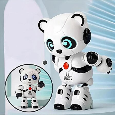 Oyuncak Üç Farklı Ses Tonu ile Söylediklerini Tekrar Eden Şarjlı Metal Akıllı Mini Robot Panda