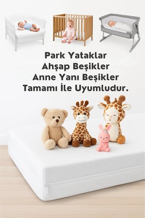 Dizanor %100 Organic Cotton Full Ortopedik 10 cm Kalınlık Bebek Oyun Parkı,Park Yatak ve Beşik
