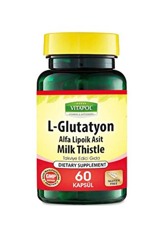 Vitapol L-Glutathione 500 Mg 2x60 Kapsül L-Glutatyon Milk Thistle Alpha Lipoic Acid 