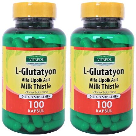 Vitapol L-Glutathione 500 Mg 2x100 Kapsül L-Glutatyon Milk Thistle Alpha Lipoic Acid 