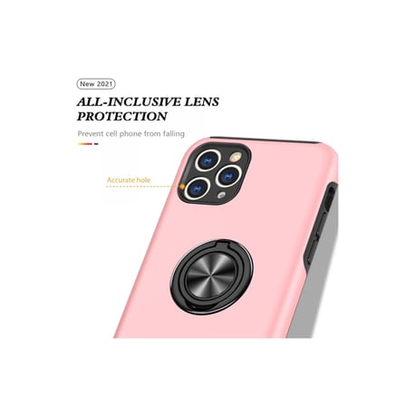 Apple iPhone 11 Pro Max Kılıf Elit Yüzüklü Kapak - Pembe