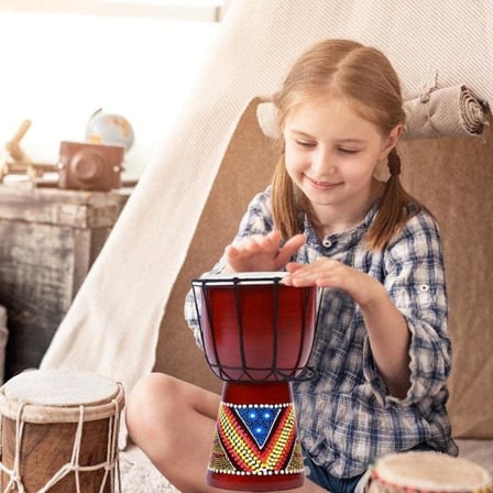 Djembe Davul Darbuka Renkli Afrika El Yapımı 30cm Çocuk Bongo Kongo