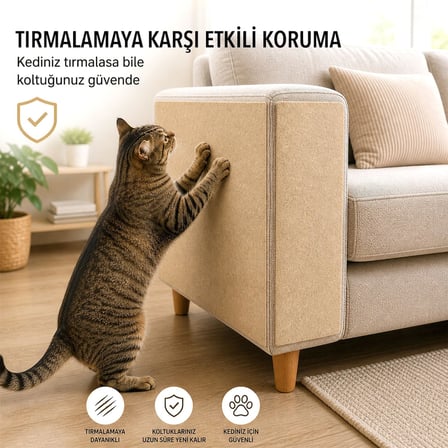 10ADET Keçe Kedi Koltuk Tırmalama Koruyucu 40x50 Yapışkanlı Mobilya Tırmalama Önleyici Koruma Halısı Krem Tek Ebat
