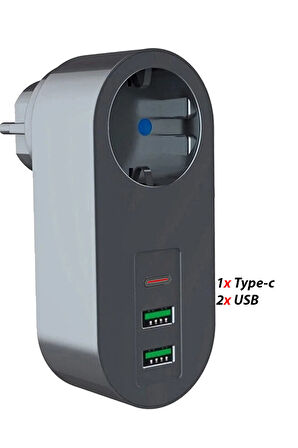  2 USB , 1 Type-c Girişli Tekli Priz Akım Korumalı Oyuncu Bilgisayarları ve Profesyoneller İçin