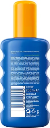 NIVEA SUN SPF50+ Çocuklar İçin Yüksek Güneş Koruyucu Vücut Spreyi 200ml,Ekstra Suya Dayanıklı,E&amp;C Vitamini