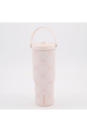 Hydrapeak Pembe Fiyonklu Paslanmaz Çelik Termos - Taşıma Kulplu Pipetli Termos Mug⁠ 946ml