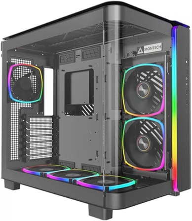 KING 95 PRO Siyah Orta Kule Çift Bölmeli Kasa 6 ARGB Fand ile 10 Port ARGB HUB