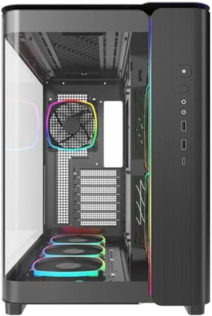 KING 95 PRO Siyah Orta Kule Çift Bölmeli Kasa 6 ARGB Fand ile 10 Port ARGB HUB