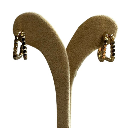 Uretti - İREM 3914 İkili Kare Ezme Detaylı Küpe