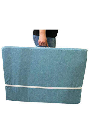 Tek Kişilik Katlanır Yer Yatağı Sünger Yatak Mavi Kırçıllı 80x180 Cm-6 Cm
